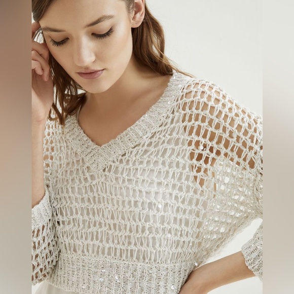 Brunello Cucinelli V neck Sequined knit Crop Top - Picture 3 of 14